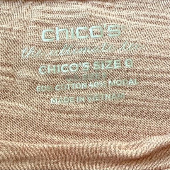 Chicos The Ultimate Tee Sleeveless Pink Top size 0 = Size small 4‎ cotton modal - Picture 9 of 9
